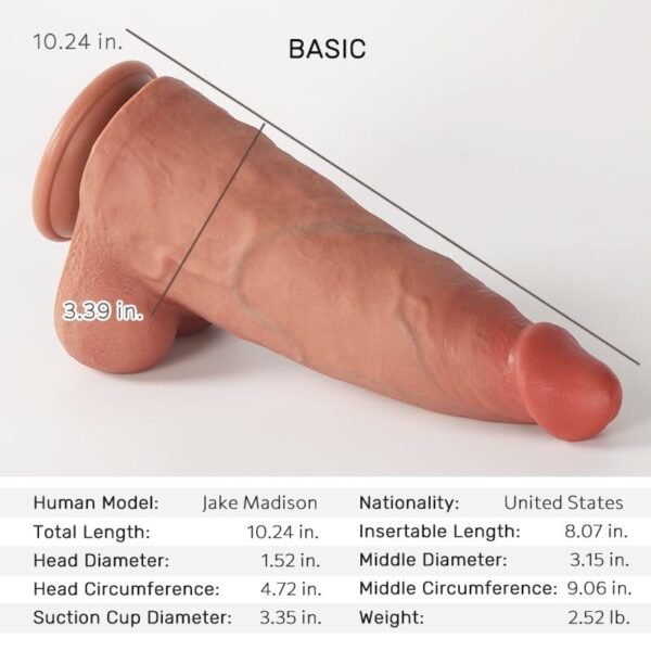 3.39'' Diameter (Extra-Thick!) Huge Dildo, 10 Inch Realistic Super-Wide Giant Big Silicone Dildo with Strong Suction Cup. Lossless No.49. - Image 2