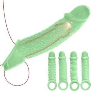 4 PCS Reusable Penis Sleeves, Soft Green Cock Sleeve Penis Extender Adult Sex Toys for Men Women, Dick Enlarger Male Sex Toy for Couples Pleasure | DarazX